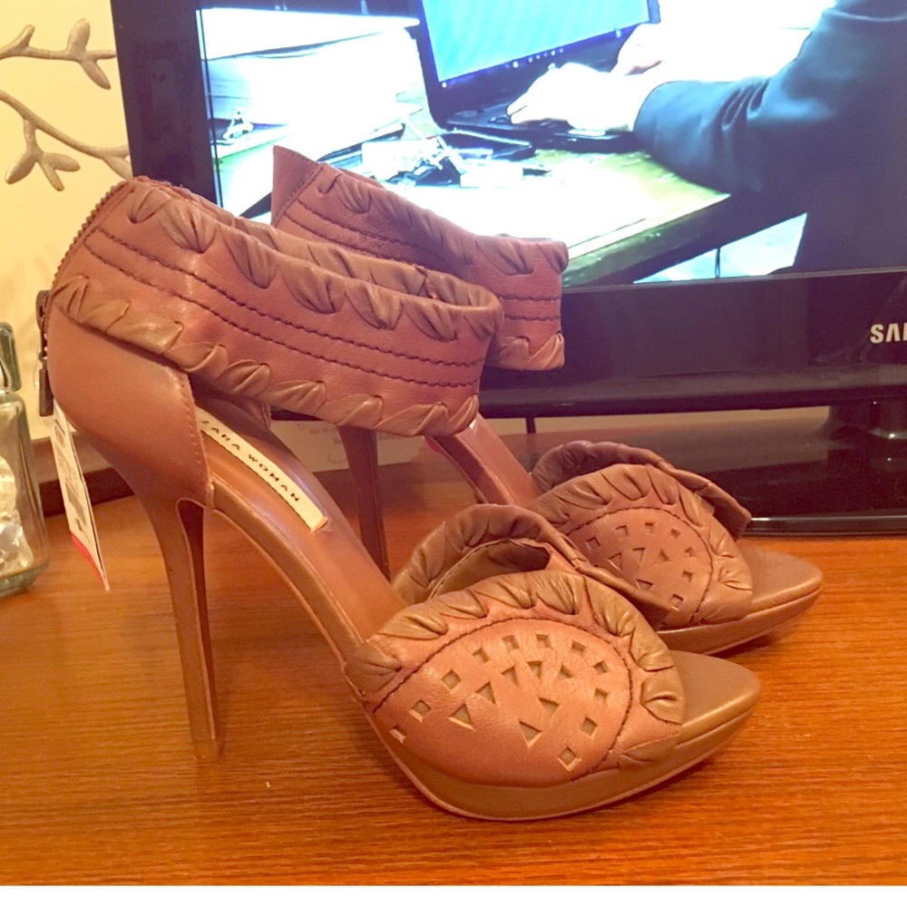 Brown leather heels